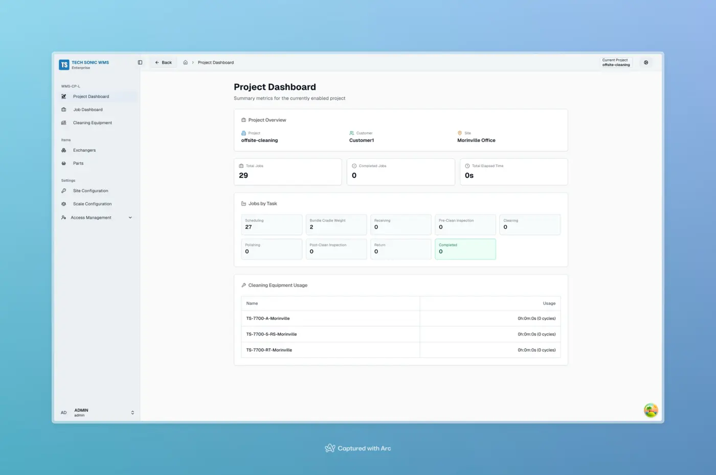 Washpad Monitoring Platform interface 4